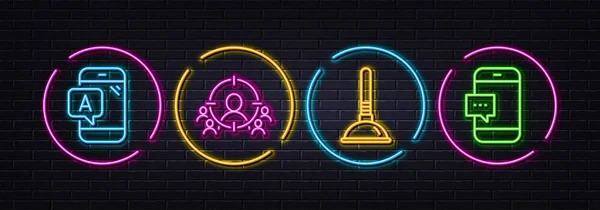 Testing Plunger Business Targeting Minimal Line Icons Neon Laser Lights — Stock Vector