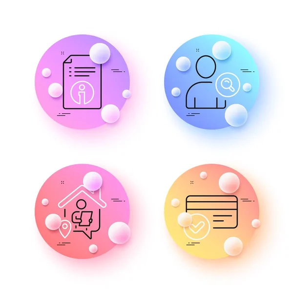 Work Home Technical Info Find User Minimal Line Icons Spheres — Stock Vector