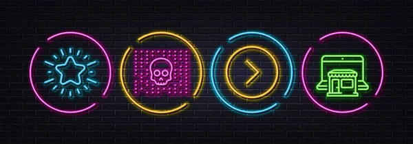 Funkelnder Stern Cyber Angriff Und Vorwärts Minimale Zeilensymbole Neon Laser — Stockvektor