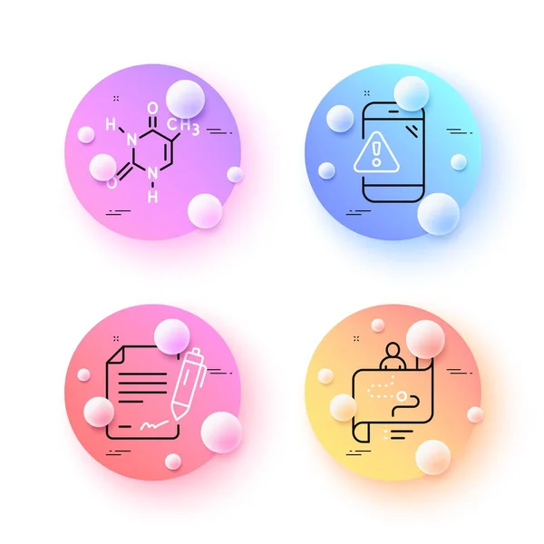 Fórmula Química Mensaje Advertencia Iconos Línea Mínima Journey Path Esferas — Archivo Imágenes Vectoriales