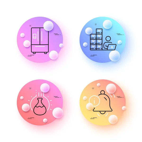 化学实验 库存和信息钟最小行图标 3D球或球按钮 冰箱图标 冰箱图标 用于网络 — 图库矢量图片