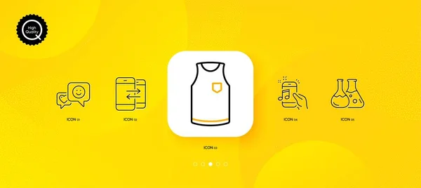 Koszulka Telefoniczna Komunikacja Minimalne Ikony Telefonu Muzycznego Żółte Abstrakcyjne Tło — Wektor stockowy