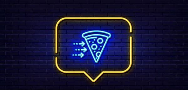 Neon Light Speech Bubble Food Delivery Line Icon Salami Pizza — Stock Vector