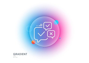 Çevrimiçi oylama çizgisi simgesi. Gradyan bulanıklık düğmesi ve cam morfizmi. İnternet oylama tabelası. Web seçim sembolü. Şeffaf cam tasarımı. Çevrimiçi oylama çizgisi simgesi. Vektör