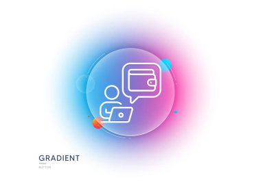 Cüzdan çizgisi simgesi. Gradyan bulanıklık düğmesi ve cam morfizmi. Para çevrimiçi cüzdan işareti. Nakit bütçe sembolü. Şeffaf cam tasarımı. Cüzdan çizgisi simgesi. Vektör