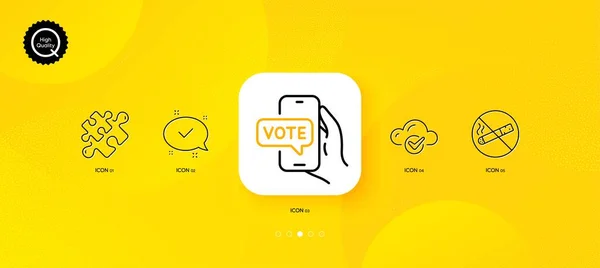 Approved Cloud Computing Online Voting Minimal Line Icons Yellow Abstract — Stock Vector