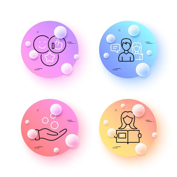 人们谈论和捐赠的钱最小行图标 3D球或球按钮 女人读图标 用于网络 社交媒体喜欢 联系服务 — 图库矢量图片