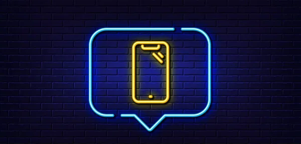 Neonlicht Sprechblase Smartphone Liniensymbol Telefonzeichen Symbol Für Mobilgeräte Hintergrund Neonlicht — Stockvektor