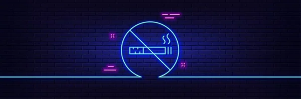 Neonový Světelný Efekt Žádná Ikona Kouřící Linky Přestaň Kouřit Symbol — Stockový vektor