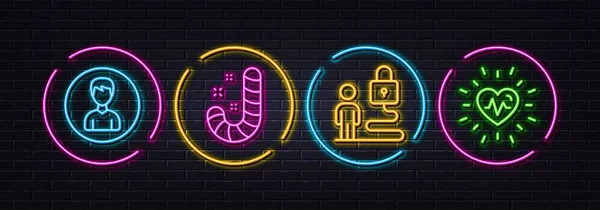 Candy Lock Persona Iconos Línea Mínima Luces Láser Neón Iconos — Archivo Imágenes Vectoriales