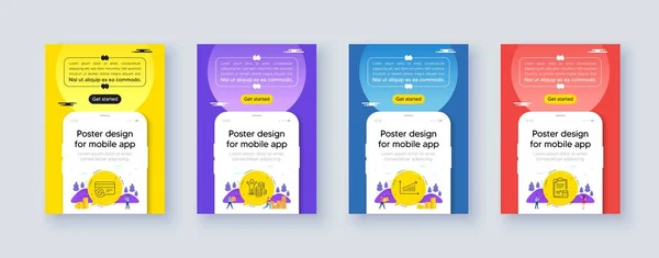 Einfaches Set Von Diagramm Budgetgewinn Und Kartenzeilensymbolen Poster Bieten Design — Stockvektor