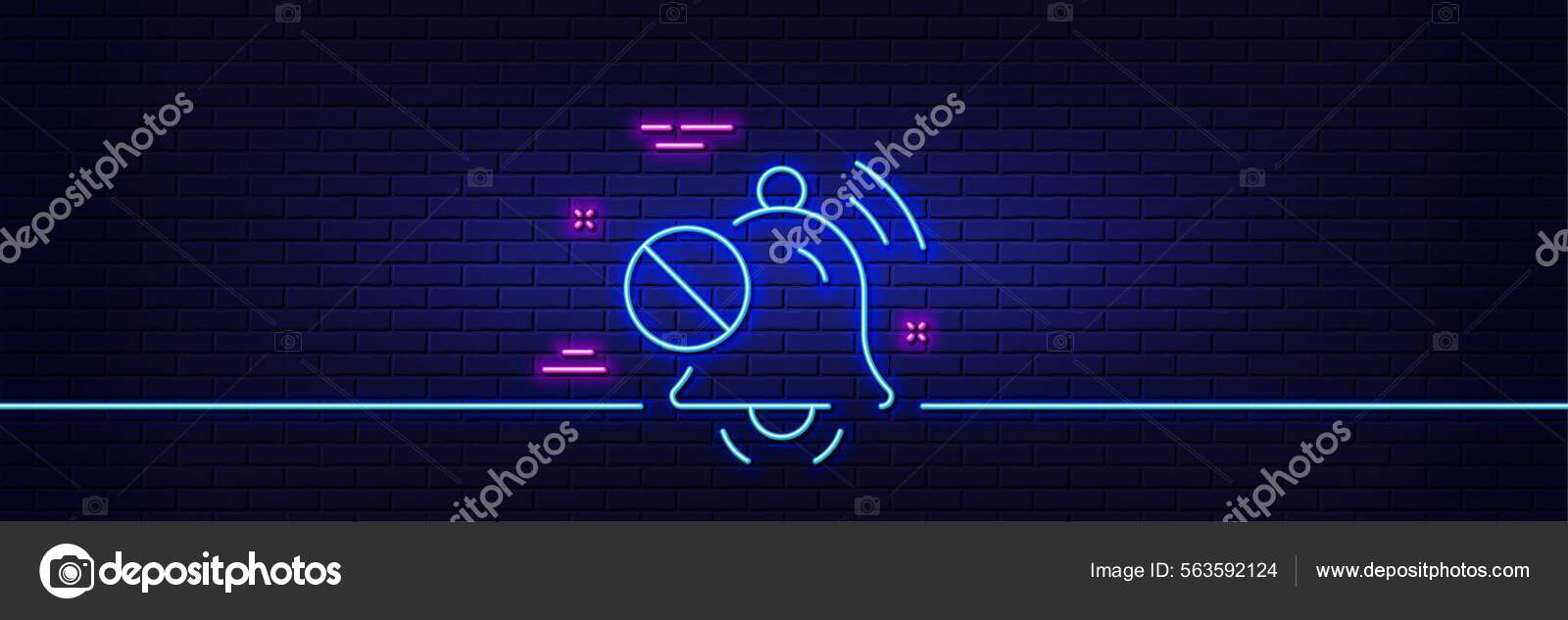 krænkelse Syge person pastel Neon Light Glow Effect Mute Sound Line Icon Silence Bell Stock Vector by  ©Blankstock 563592124