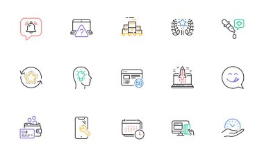 Kutu paleti, Sıralama ve Kart satırı simgeleri web sitesi, yazdırma için. Kimya pipeti koleksiyonu, sadakat noktaları, güvenli zaman simgeleri. Takvim, fikir başı, akıllı telefon tamir ağı elementleri. Vektör