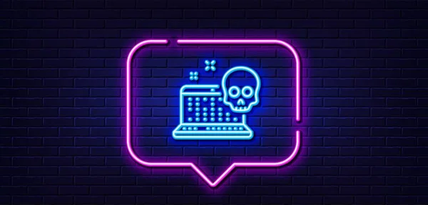 Neon Light Speech Bubble Cyber Attack Line Icon Ransomware Threat — Stock Vector