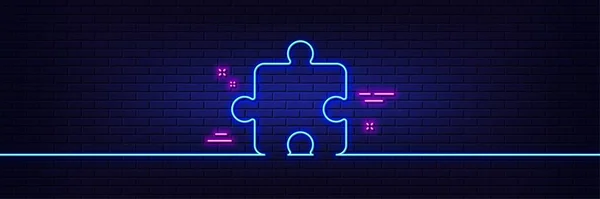 Neonlichteffekt Puzzleteil Linie Symbol Jigsaw Spiel Form Zeichen Geschäftsstrategisches Element — Stockvektor