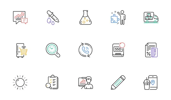 Food App Time Management Chemistry Lab Line Icons Για Ιστοσελίδα — Διανυσματικό Αρχείο