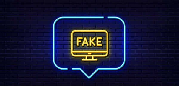 Neon Licht Spraakbel Fake Nieuws Lijn Icoon Propaganda Samenzwering Teken — Stockvector