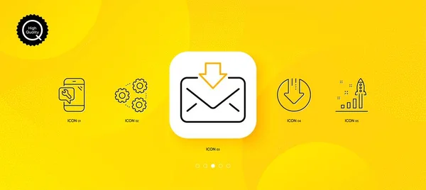 Telefon Onarımı Ndirme Geliştirme Planı Çizgi Simgesi Sarı Soyut Arkaplan — Stok Vektör