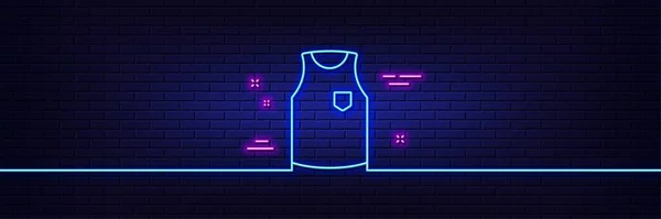 Neon Licht Gloed Effect Shirt Lijn Icoon Sleeveless Tee Shirt — Stockvector