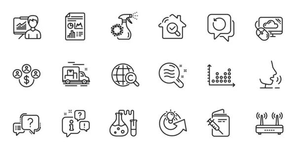 Conjunto Esquemas Pasaporte Vacunación Signo Interrogación Iconos Línea Computación Nube — Archivo Imágenes Vectoriales