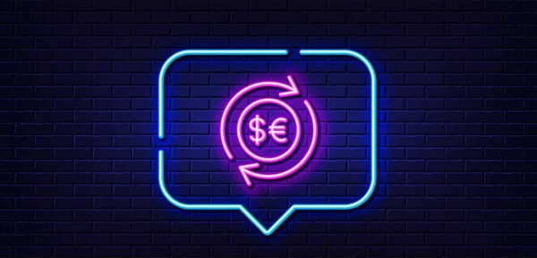 Neonlicht Sprechblase Ikone Der Geldwechsellinie Zeichen Der Bankenwährung Euro Und — Stockvektor