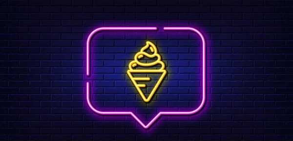 Neon Light Speech Bubble Ice Cream Line Icon Dessert Food — Stock Vector