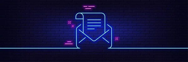 Neonlichteffekt Mail Newsletter Zeilensymbol Lesen Sie Message Korrespondenz Zeichen Mail — Stockvektor