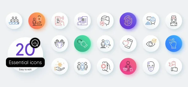 Simple Set Fingerprint Sick Man Search Employee Line Icons Include — Stock Vector