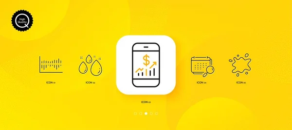 Column Diagram Mobile Finance Calendar Minimal Line Icons Yellow Abstract — Stock Vector