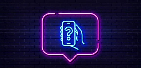 Neon Licht Spraakbel Help App Lijn Pictogram Handtelefoon Bordje Mobiele — Stockvector