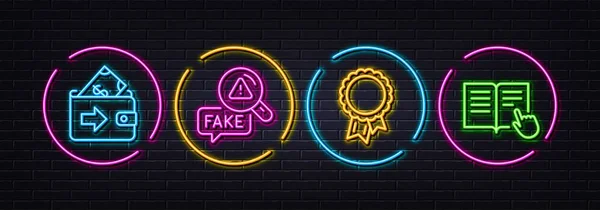 Wallet Fake News Success Minimal Line Icons Neon Laser Lights — ストックベクタ