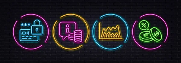 Lock Trade Diagramm Und Info Minimallinie Symbole Neon Laser Lichter — Stockvektor