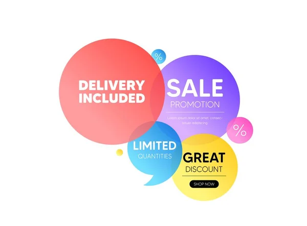 Discount Angebot Blase Banner Lieferung Inklusive Kostenloser Versand Zeichen Sonderangebotssymbol — Stockvektor