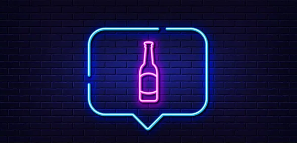 Neon Light Speech Bubble Beer Bottle Line Icon Pub Craft — Stock Vector