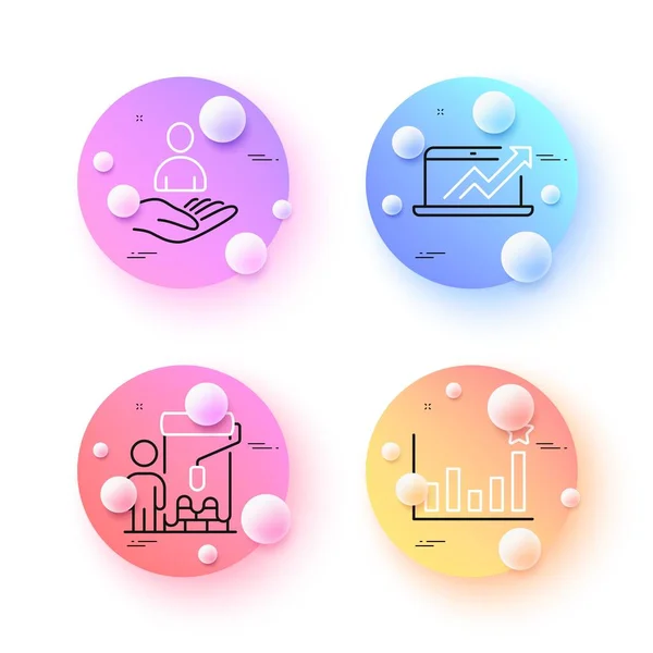 Efficacy Painter Recruitment Minimal Line Icons Spheres Balls Buttons Sales — Stock Vector