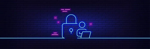 Efecto Brillo Luz Neón Icono Línea Bloqueo Señal Acceso Seguridad — Archivo Imágenes Vectoriales