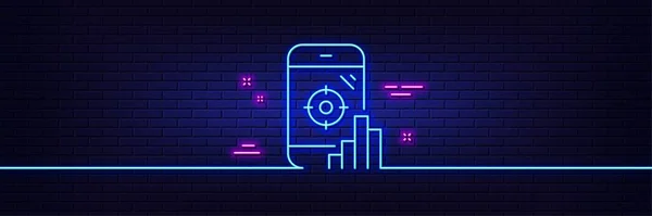 Neon Light Glow Effect Seo Phone Line Icon Search Engine — 스톡 벡터
