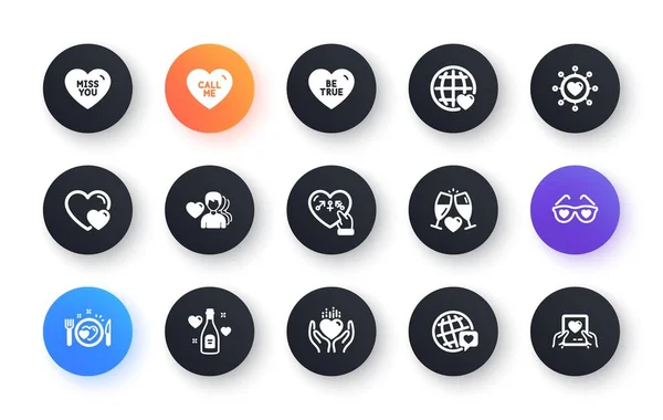 Minimal Set True World Brand Dating Network Flat Icons Web — Stockvector