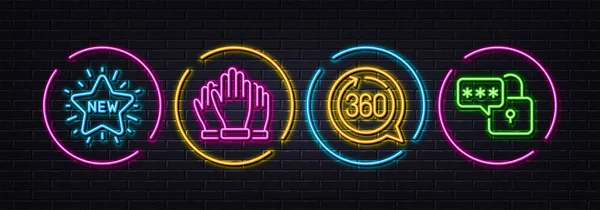 Nowa Gwiazda Głosuj 360 Stopni Minimalne Ikony Linii Neonowe Światła — Wektor stockowy