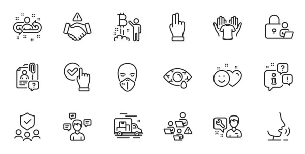 Outline Set Security Agency Click Hand Conversation Messages Line Icons — 스톡 벡터