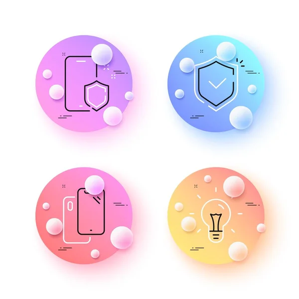 Shield Smartphone Idea Minimal Line Icons Spheres Balls Buttons Phone — Stockvektor