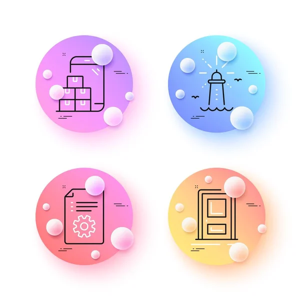 Mobile Inventory Entrance Technical Documentation Minimal Line Icons Spheres Balls — стоковый вектор