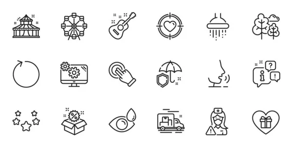 Outline Set Tree Touchscreen Gesture Guitar Line Icons Web Application — ストックベクタ