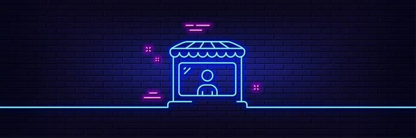 Neon Light Glow Effect Market Seller Line Icon Wholesale Store — Stock vektor