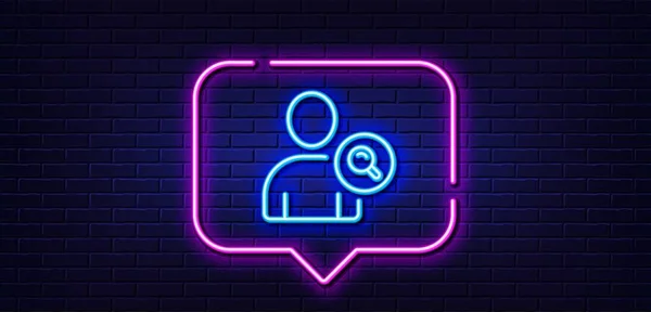 Neon Light Speech Bubble Search User Line Icon Profile Avatar — Archivo Imágenes Vectoriales