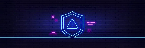 Neon Light Glow Effect Shield Line Icon Privacy Secure Sign — Stock Vector