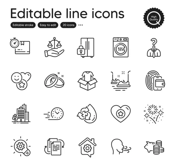 Set Business Outline Icons Contains Icons Buildings Piggy Bank Recycle —  Vetores de Stock