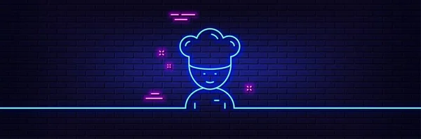 Neon Light Glow Effect Cooking Chef Line Icon Sous Chef — Archivo Imágenes Vectoriales