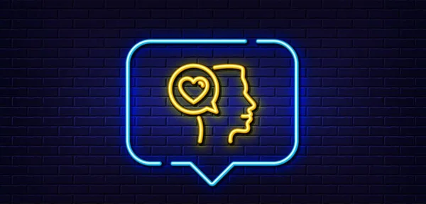 Neon Light Speech Bubble Love Chat Line Icon Heart Symbol — Archivo Imágenes Vectoriales