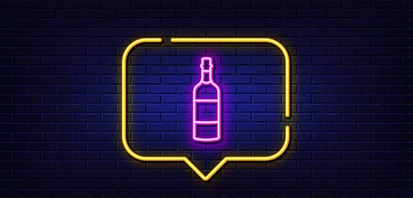 Neon Light Speech Bubble Brandy Bottle Line Icon Whiskey Scotch — Stock vektor